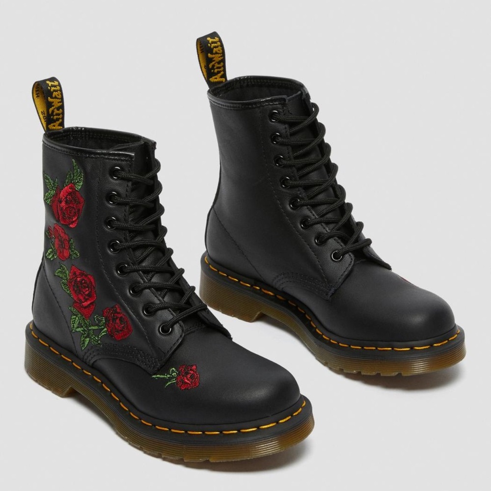 Rose embroidered Dr. Martens boot size 10